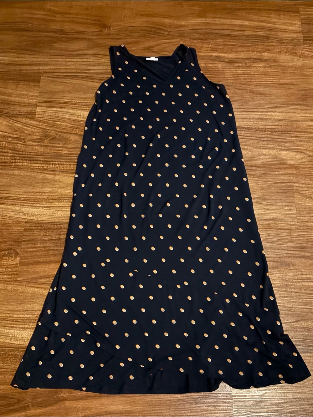 J. Jill Navy Maxi Dress with Tan Polka Dots